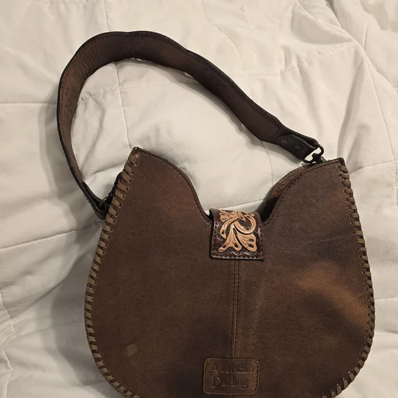 American Darling Leopard Print Hobo Bag with Brown Floral Accents - Picture 2 of 6